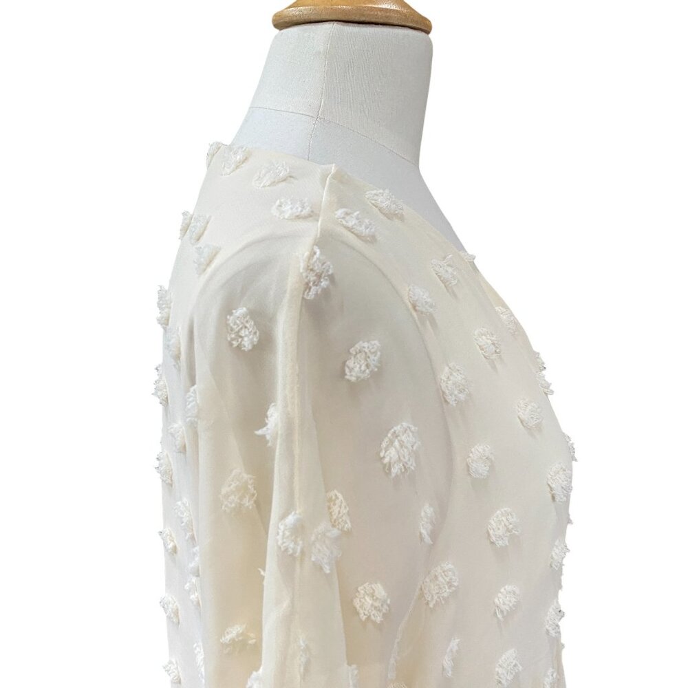 Ecowish Babydoll Swiss Dot Mini Dress Ivory Euro Summer Cottagecore Boho-L - Picture 11 of 16
